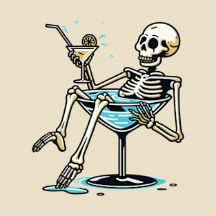 Skeleton in Martini T-Shirt