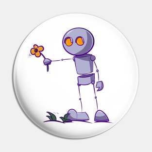 Robot giving flower Pin