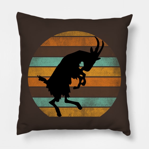 Billy Goat Silhouette Retro Sunset Pillow by GypsyBluegrassDesigns