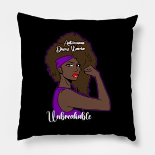 Afro Girl Autoimmune Disease Warrior Unbreakable Pillow