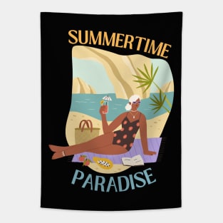 Summertime paradise fun vacation lover beach girl Tapestry