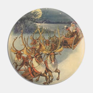 Victorian Christmas Santa Claus with Reindeer Pin