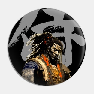 Yasuke Black Samurai in 1579 Feudal Japan No. 2 on a Dark Background Pin