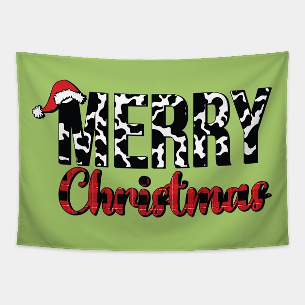 Merry Christmas - Cute Plaid Tapestry by SweetLog