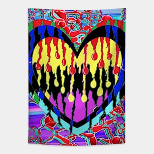 Heart Rainbow Patterns hot love 7 Tapestry