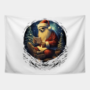 Santa Sloth Christmas Sloth In Santa Claus Costume Tapestry