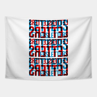 Letters Typography Stack (Cyan Red Black) Tapestry