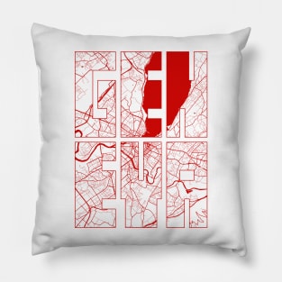 Geneva, Switzerland City Map Typography - Oriental Pillow