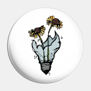 Light bulb with yellow flowers sketch Pin