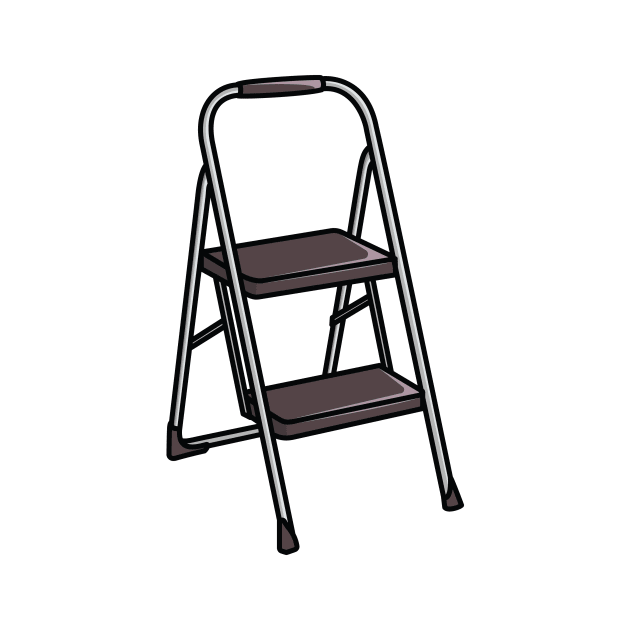 Working Metal Stepladder Sticker vector illustration. Interior objects icon concept. Step ladders for domestic and construction needs sticker design icon logo. by AlviStudio