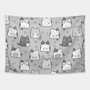 Seamless Pattern Cute Kawaii Cats Tapestry