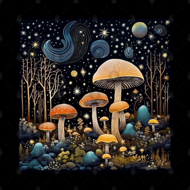Starry Night Magic Mushroom by MushMagicWear