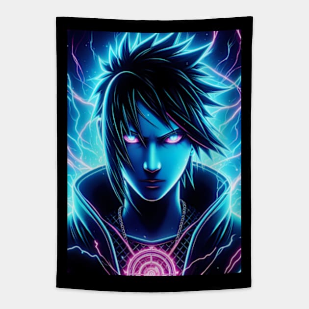 Sasuke uchiha neon Tapestry by San Creative