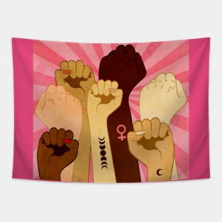 Female raised fists Tapestry