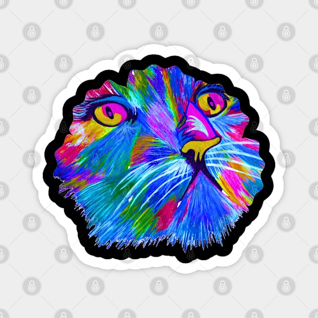 Neon Cat (shirt front) Magnet by Artistry23