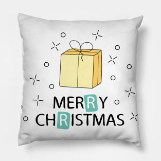 Merry Christmas and Happy New Year. Christmas greeting card with calligraphy Pillow