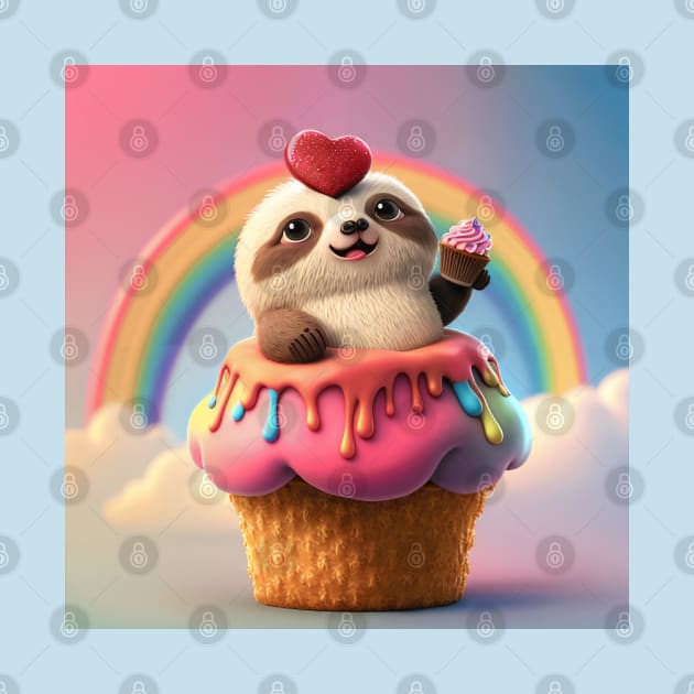 Awww. Cute Furry Baby on a Cupcake with a Heart by akastardust