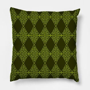 Geometric green knots repetion pattern set collage with dark green at background Pillow