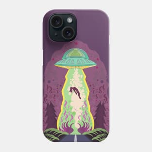 Woman being abducted by a flying saucer Phone Case