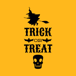 Trick Or Treat Halloween Skull and Witch T-Shirt