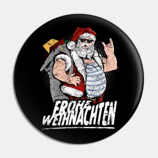 Frohe Weihnachten cool tattooed santa claus with sunglasses Pin