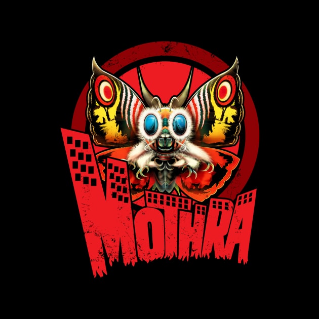 Mothra City (Black Print) by Nerdology