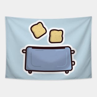 Two Fried Bread Pieces In Toaster Sticker vector illustration. Break fast food and technology object icon concept. Home Toaster fried bread slices sticker design logo with shadow. Tapestry