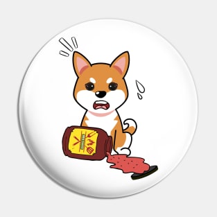 Funny orange dog Spills BBQ Sauce Pin