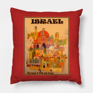 Israel Land of Milk and Honey Vintage Travel and Tourism Advertising  Poster Print Pillow