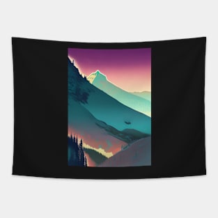 PURPLE AND GREEN TINGED MOUNTAIN VIEW Tapestry