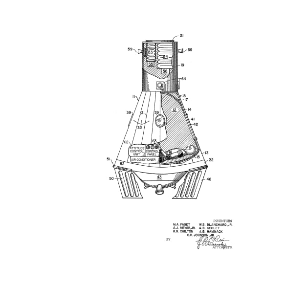 Space Capsule Vintage Patent Hand Drawing by TheYoungDesigns