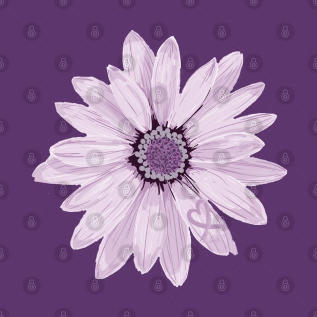 Light Purple Daisy with hidden Heart Awareness Ribbon by CaitlynConnor