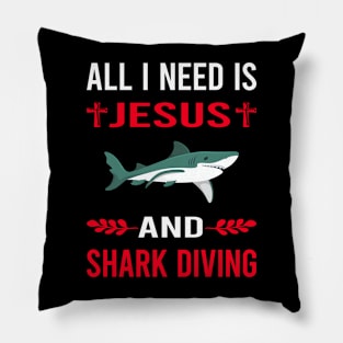 I Need Jesus And Shark Diving Diver Pillow