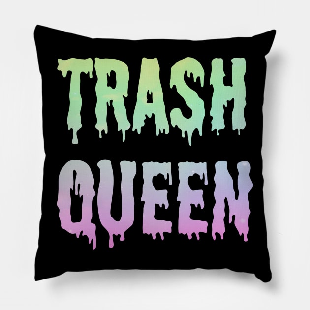 Rainbow Trash Queen Pillow by GlitterButt