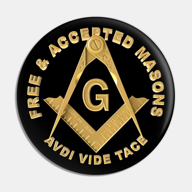 Free & Accepted Masons Masonic Freemason Pin by Master Mason Made