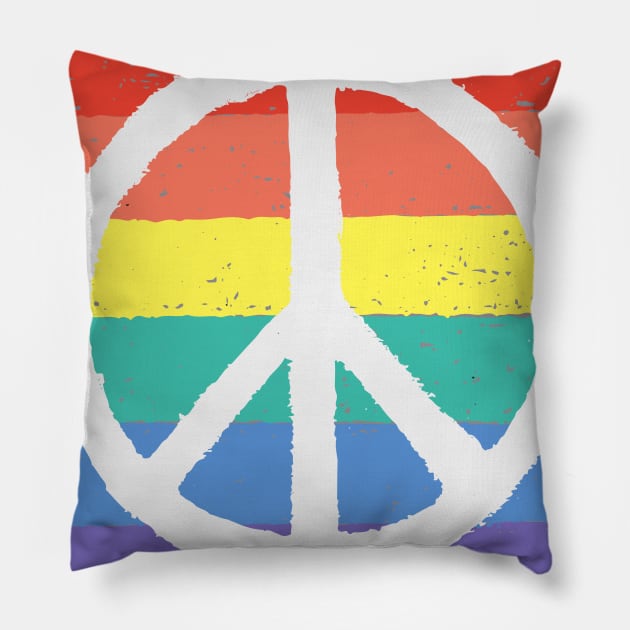 RAINBOW WITH PEACE SIGN Pillow by Dog & Rooster