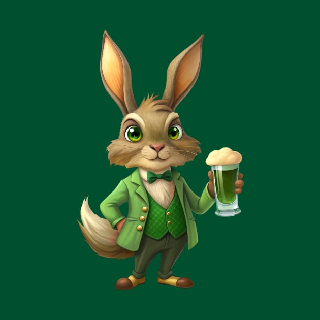 St. Patrick's Day Happy Hour: Pint-Holding Hare by Frim-Design