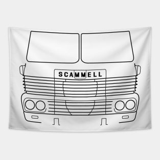 Classic 1970s Scammell Routeman lorry black outline graphic Tapestry