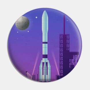 Per Aspera Ad Astra!, ESA Ariane 6 — Vintage space poster Pin