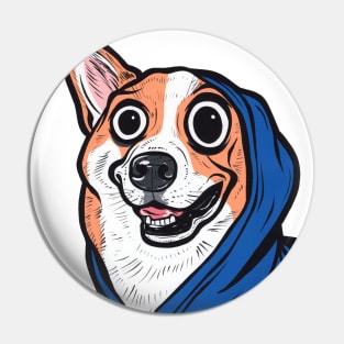 Corgi Blue Hoodie Pin