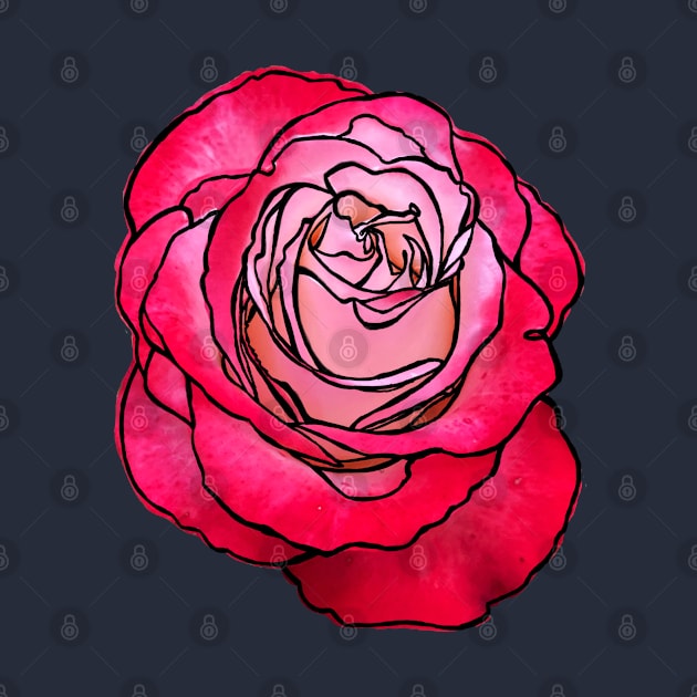 Cottage Core, Rose Flower Outline by badlydrawnbabe