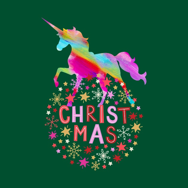 Christmas rainbow unicorn horse (holiday wreath) by PersianFMts