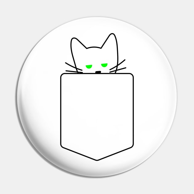 Green Eyed Cat In Pocket | One Line Drawing | One Line Art | Minimal | Minimalist Pin by One Line Artist