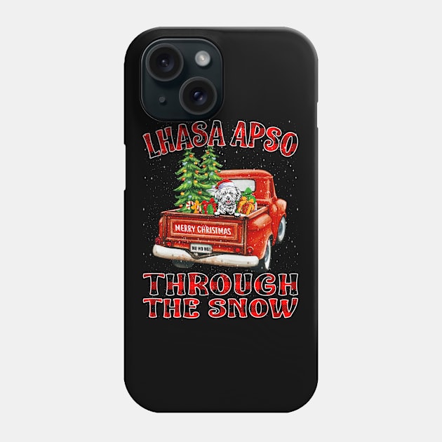 Christmas Lhasa Apso Through The Snow Dog Santa Truck Tree Phone Case by intelus