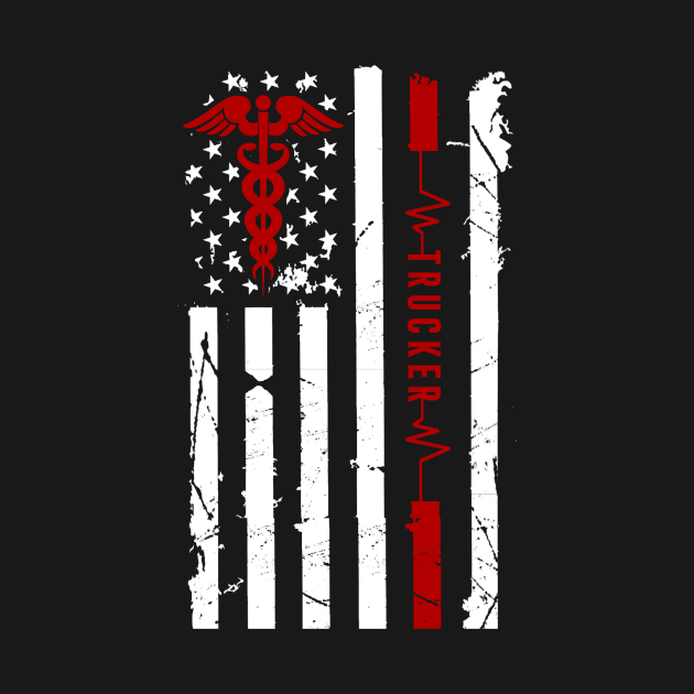 Trucker Heartbeat Flag American by Pelman