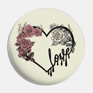 Love heart and roses dark romantic design Pin