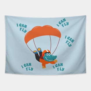 Vector illustration of a cute skydiver. Tapestry