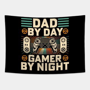 Dad By Day Gamer By Night for a gamer dad on birthday, father's day. Tapestry