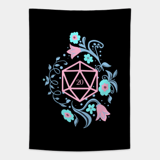 Glowing Pastel D20 Dice Magical Plants Tapestry