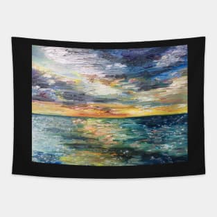 Colourful stormy sunset seascape Tapestry